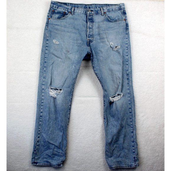 Levi's 501 Jeans Mens 40x32 1993 Button Fly Straight Leg Distressed Denim Work - Picture 1 of 8
